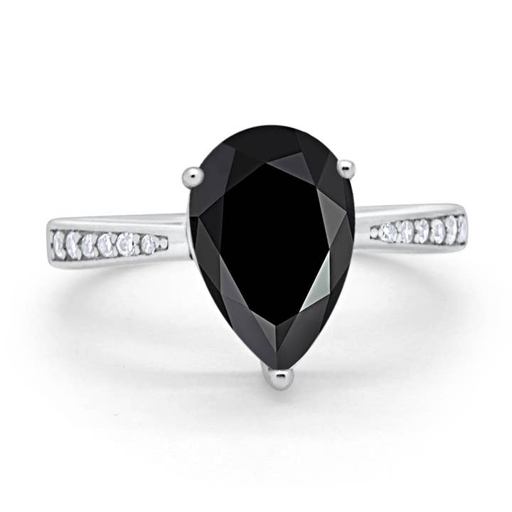 Tåreformet pære simuleret sort CZ brudering for engroshandel hos Blue Apple Imports