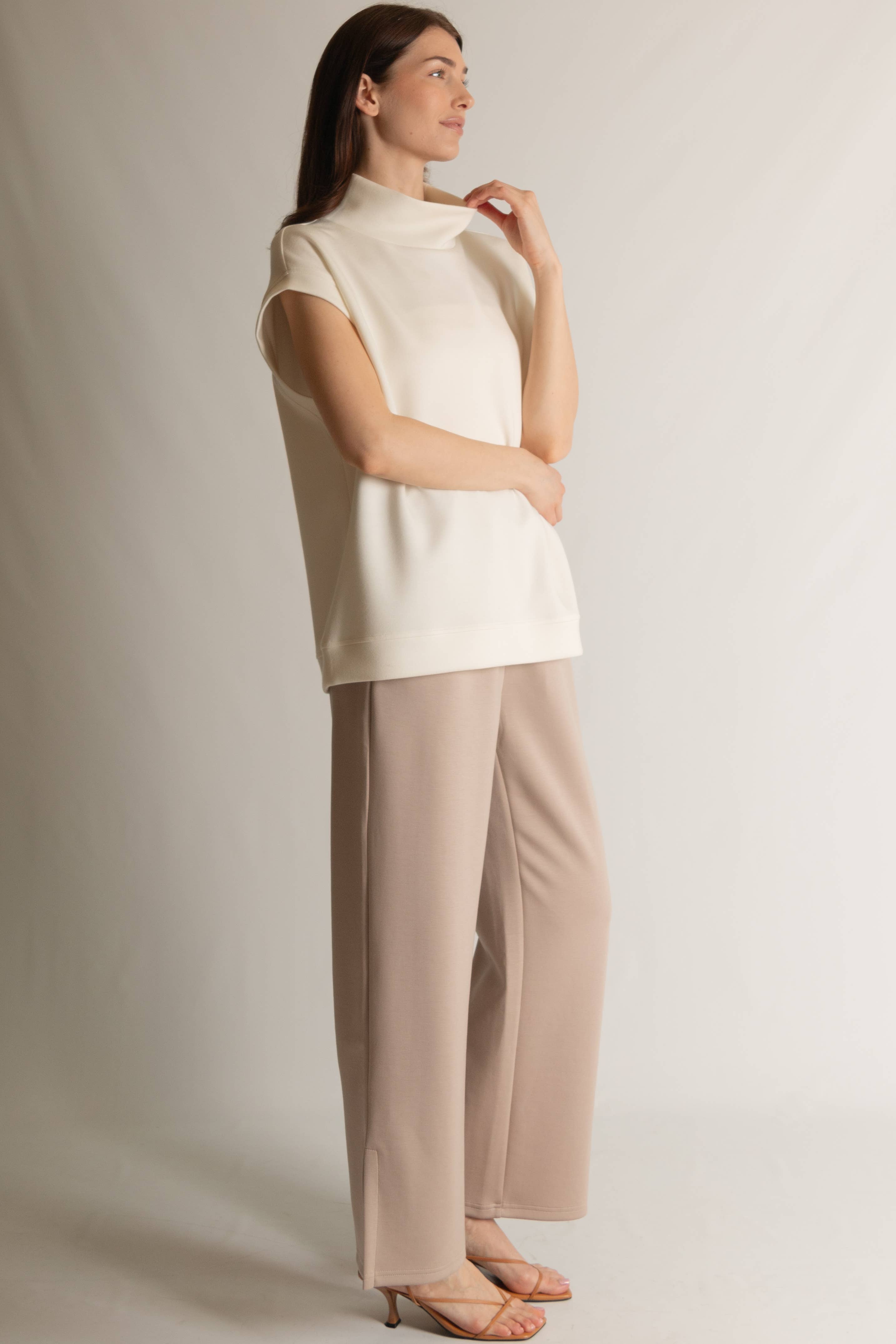 P. CILL - Wholesale Knit Top - Women's - P. CILL Butter Modal Mock Neck Capped Sleeve Top6