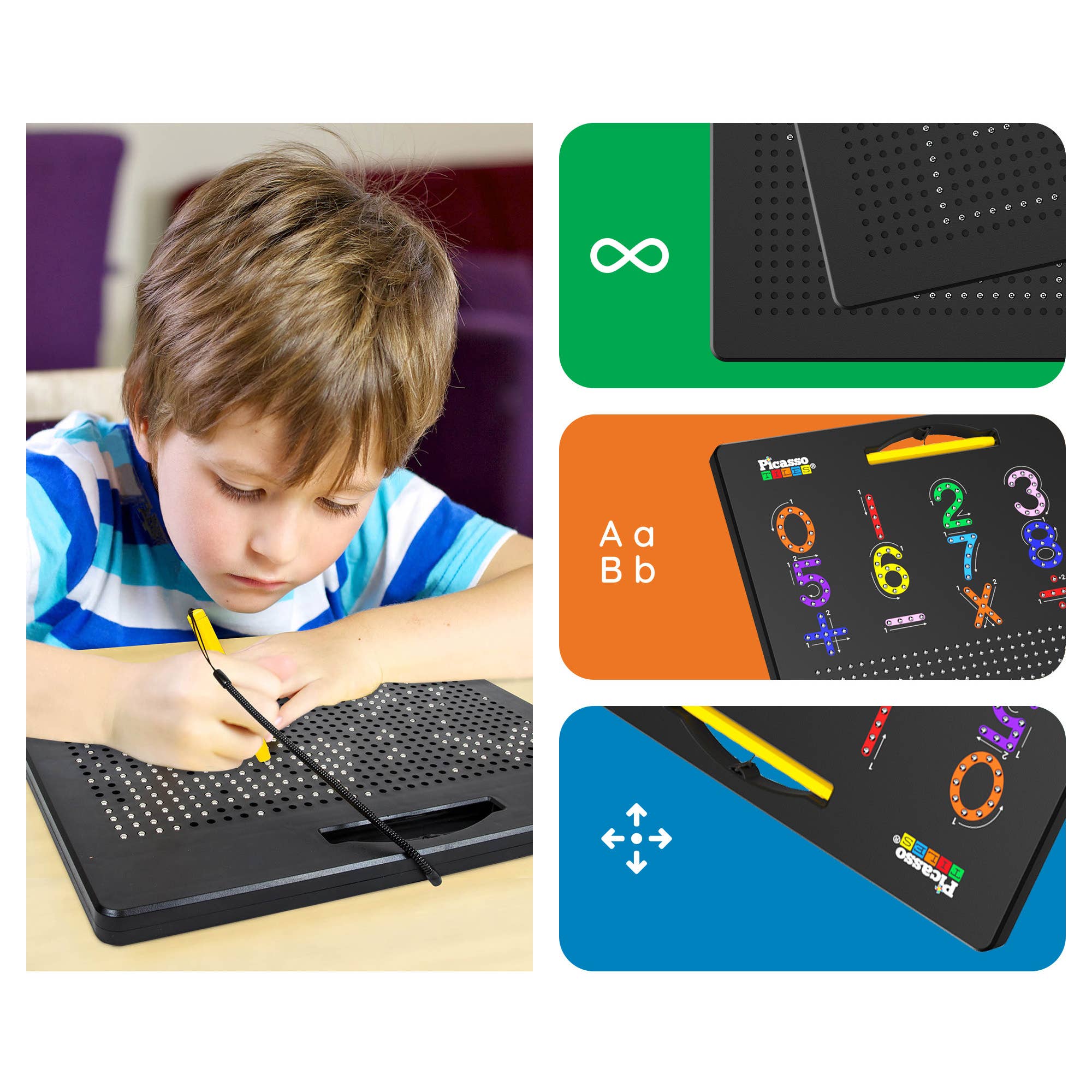 PicassoTiles - Wholesale Building Set - Kids - PicassoTiles Double-Sided Magnetic Drawing Tablet Pad2