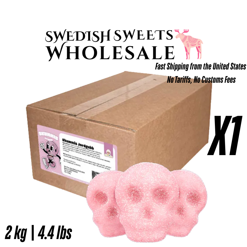 Swedish Sweets Wholesale LLC - Swedish Candy - Wholesale Gummy - Swedish Candy - Skummis Strawberry Foamy Skulls 4.41 lbs2