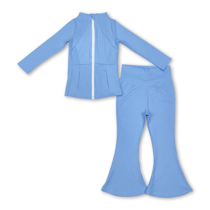 Yawoo Garments - Wholesale Activewear Set - Kids - Long sleeves black top pants kids girls yoga clothing4