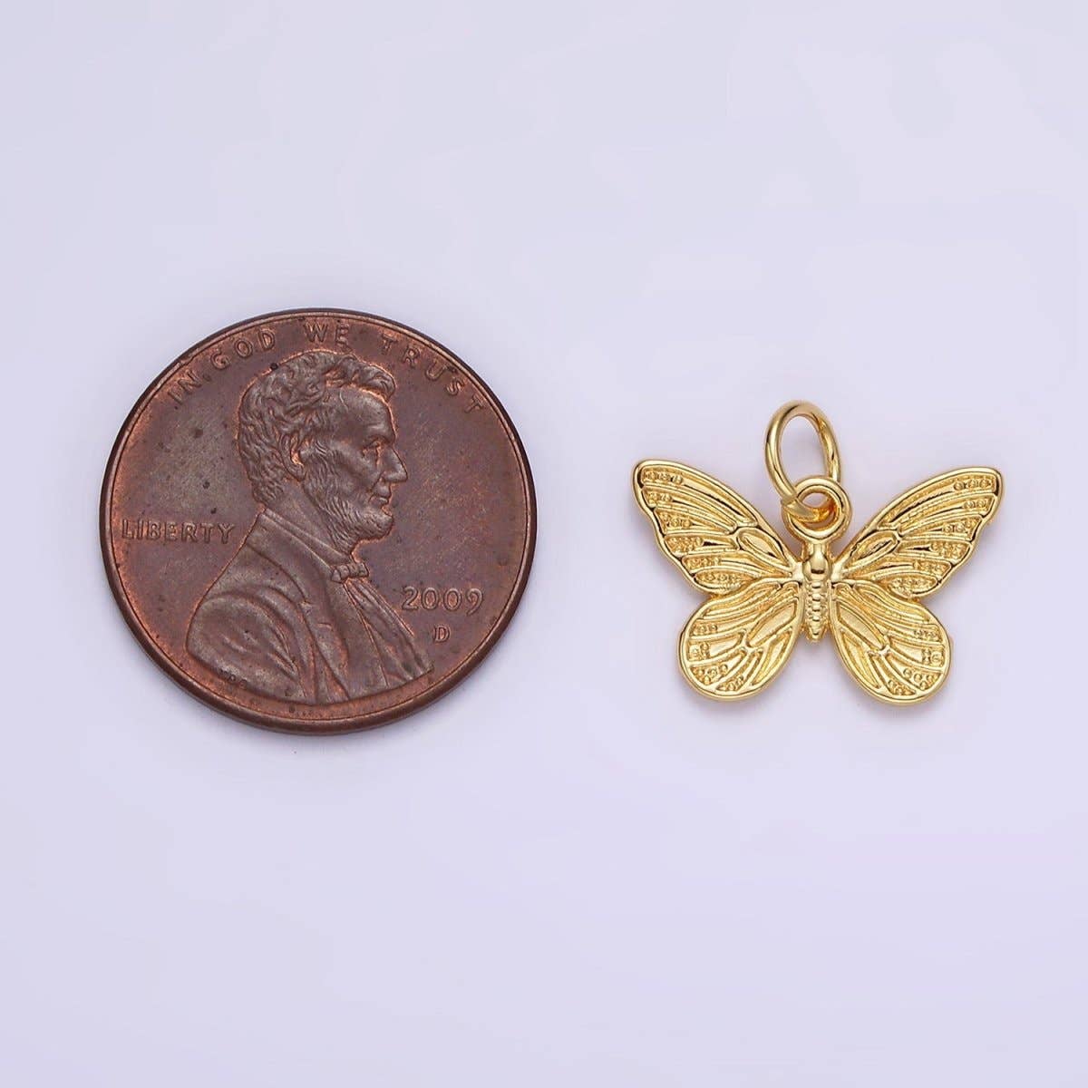 Aim Eternal - Wholesale Individual Charm/Pendant - 14K Gold Filled Textured Butterfly Mariposa Insect Animal Add-On Charm | AG4062