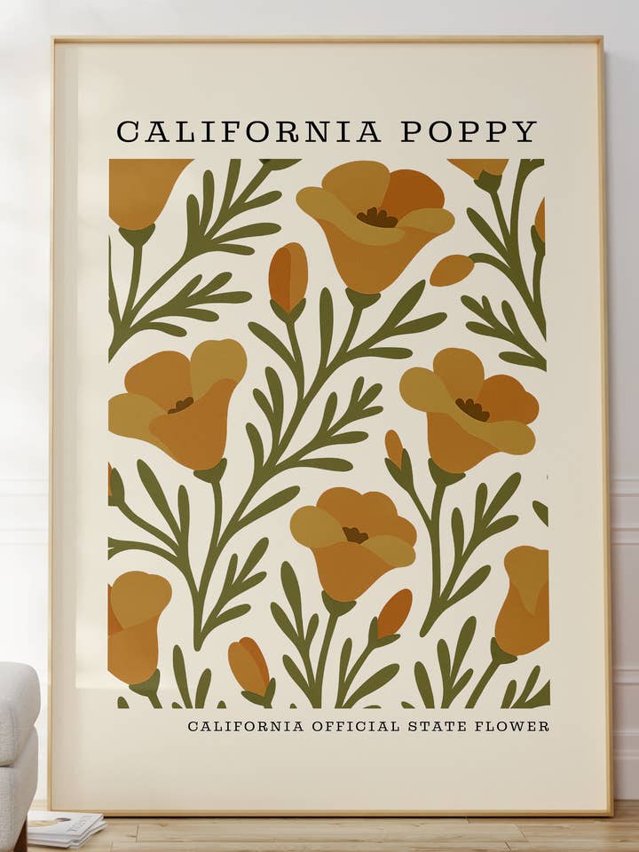 California State Flower Art Print – California Poppy for wholesale by The FlatFile Society