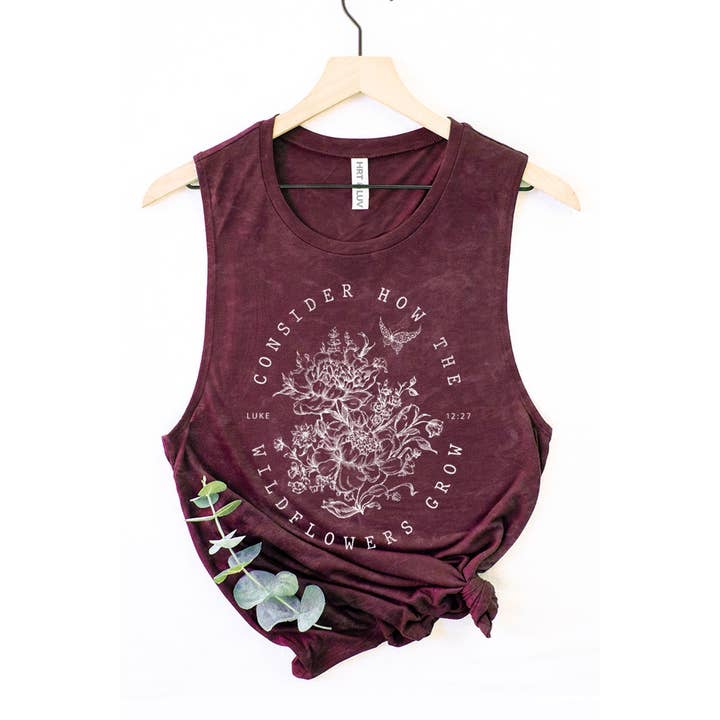 HRTandLUV - Wholesale Tank Top - Women's - WILD FLOWERS GROW MINERAL GRAPHIC TANK TOP