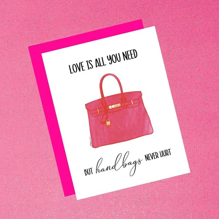 Liebe, aber... Handtaschen tun nie weh Karte – Lustiger Valentinstag für den Großhandel von Tiffany Ascensio Designs | Watercolor Greeting Cards