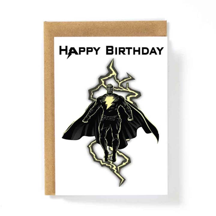 Biglietto di compleanno Black Adam V1 per la vendita all'ingrosso da parte di HotAvocado.com