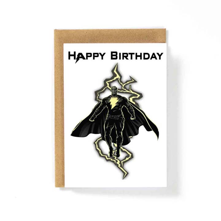 Biglietto di compleanno Black Adam V1 per la vendita all'ingrosso da parte di HotAvocado.com