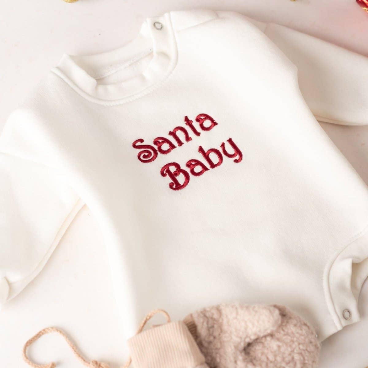 PUFFI - Wholesale Jumpsuit - Baby - Children’s Holiday Romper – White (custom embroidery)0