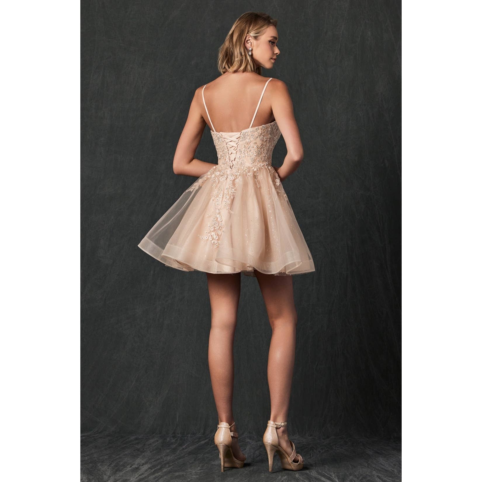 Juliet – Engroshandel Kjole - Dame – BABYDOLL GLITTER KORT HOMECOMING KJOLE MED BEADING11