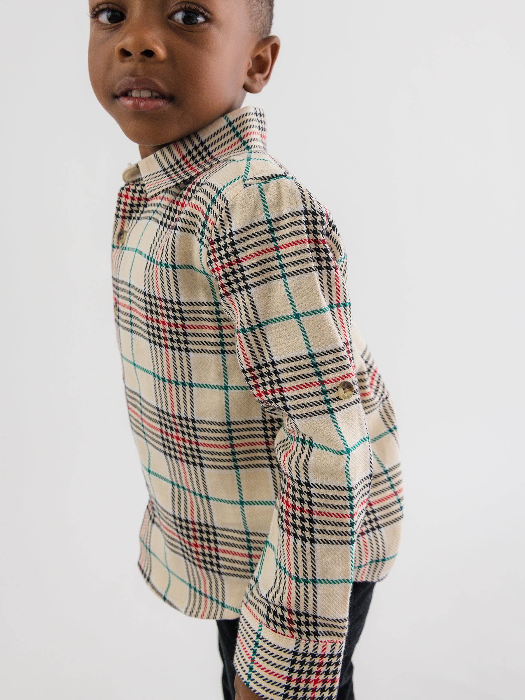 Brown Boys Tannen Plaid Long Sleeve Button Down Shirt for wholesale on Faire3