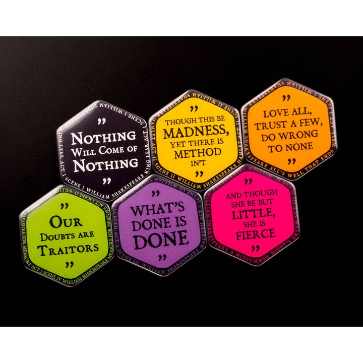 Aimants de réfrigérateur hexagonaux brillants Shakespeare Quotes//Aimants de réfrigérateur Shakespeare adorables pour cadeaux//Madness Nothing She Is Fierce Love All pour la vente par ArtyHills