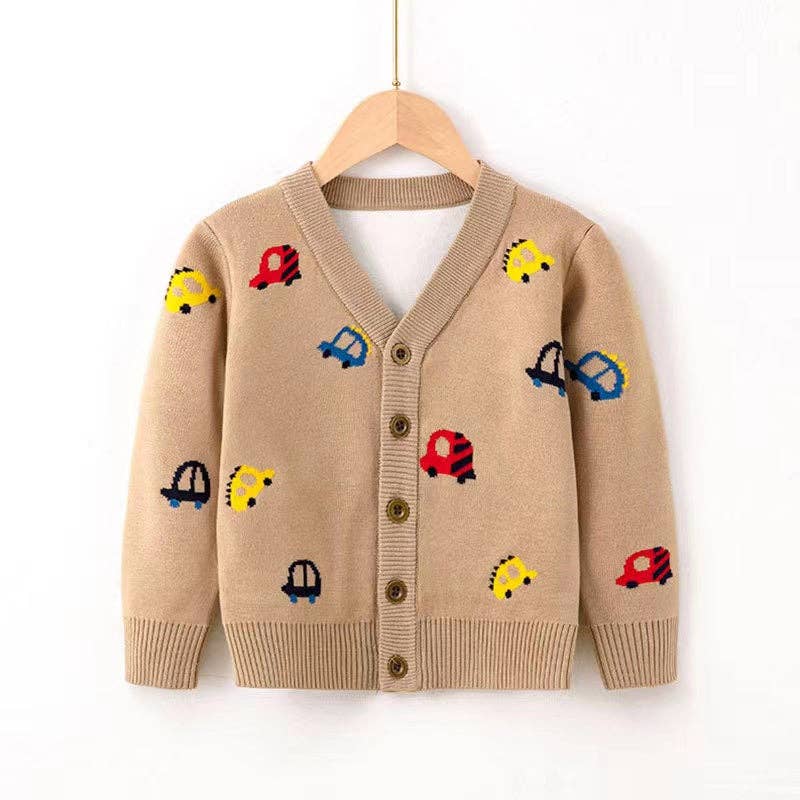 MyKids-USA® - Wholesale Cardigan - Kids - Kid Boys Car Pattern V-Collar Cardigan1