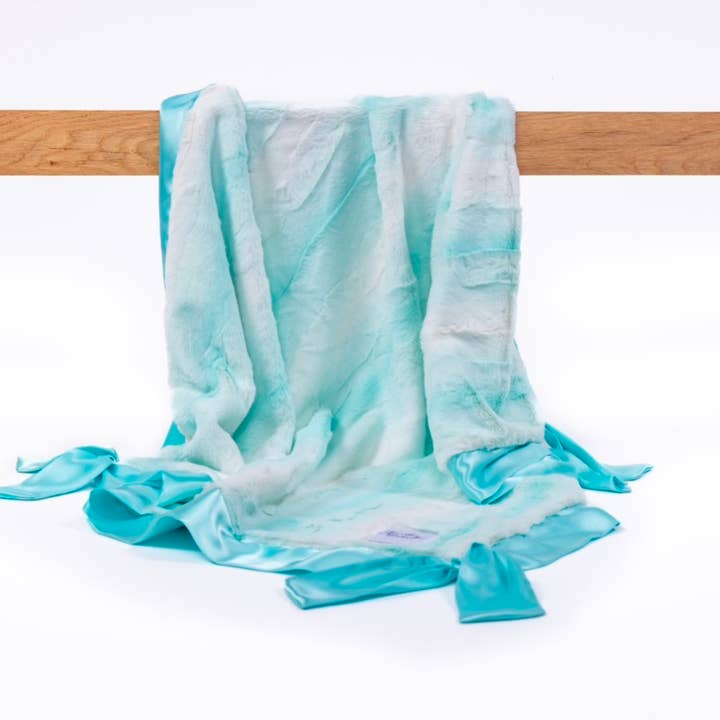 Ombre Teal Hide Knotty Blankie for wholesale by Mint Home Apparel