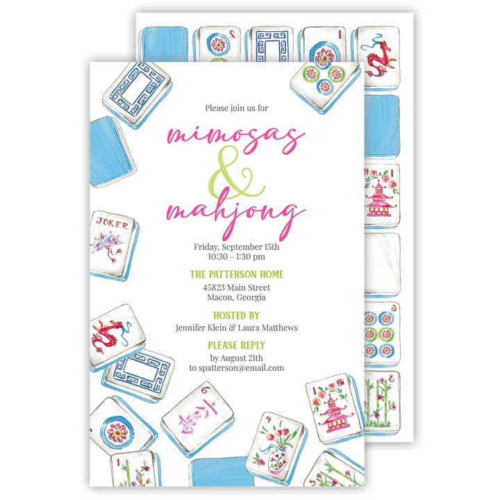 Handpainted Mahjong Tiles Border Large Flat for wholesale by RosanneBeck Collections