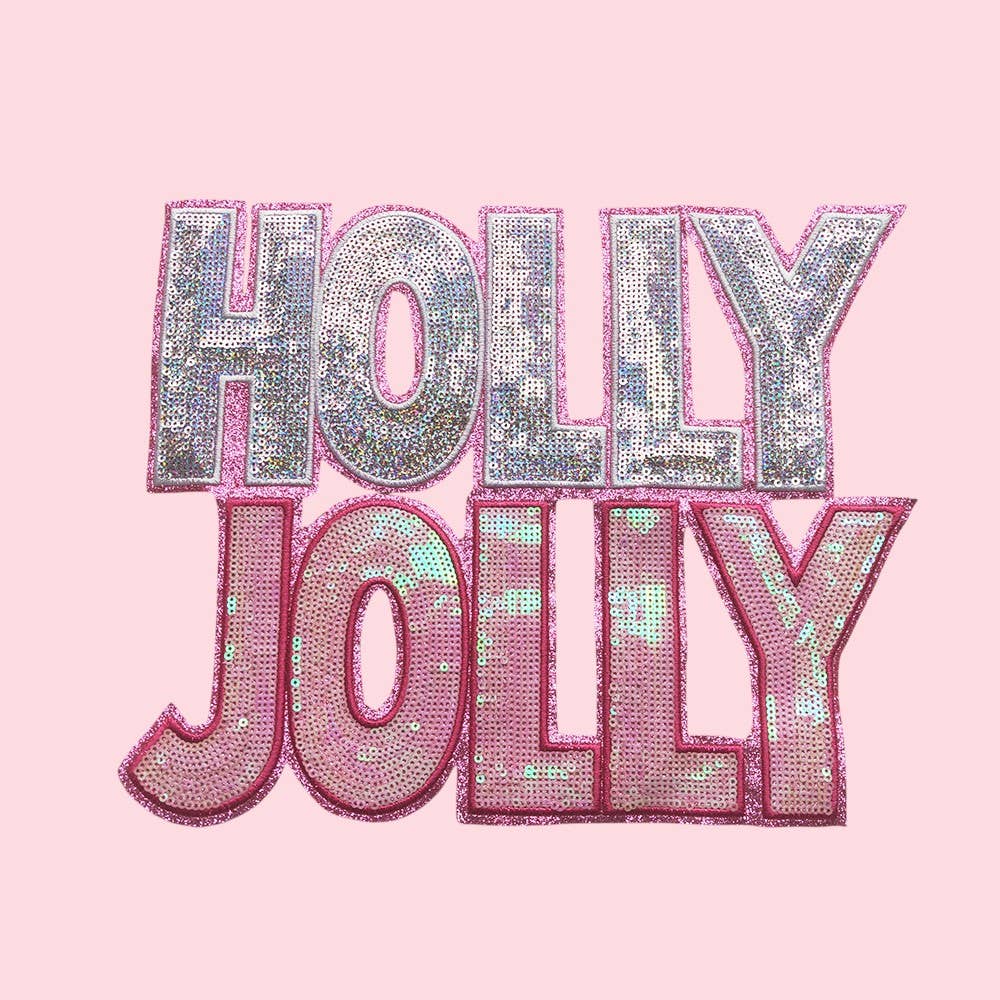 Rosie Posie Patches – wholesale Patch – Holly Jolly Pink Sequin Christmas Holiday Iron On Patch0