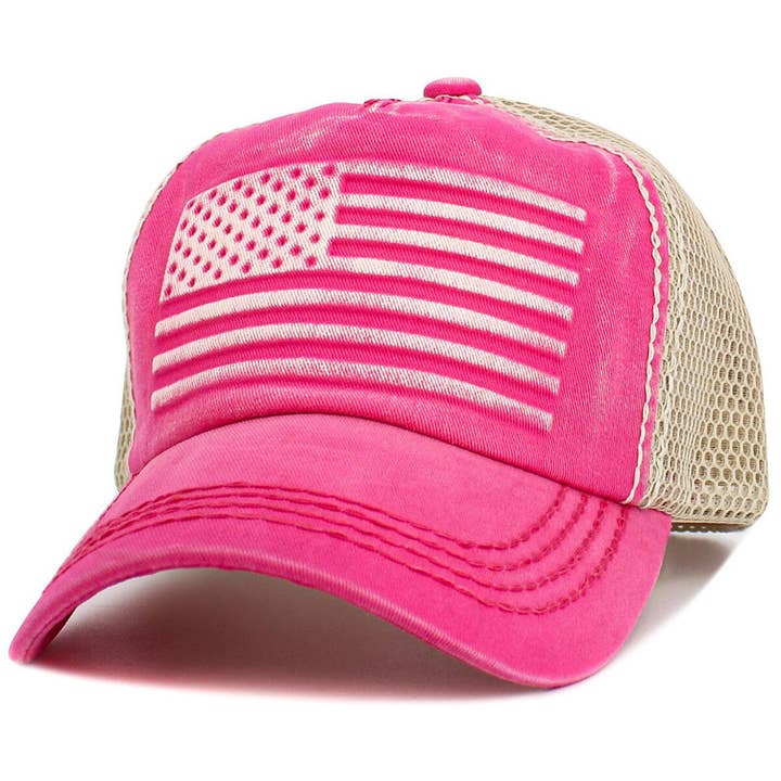 Sensibling Corp. - Wholesale Trucker Hat - Unisex - American USA Flag Patch Pointed Mesh Back Trucker Hat9