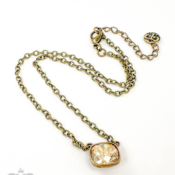 Pink Panache Brands - Wholesale Pendant/Charm Necklace - Austrian square crystal chain necklace, 12mm
