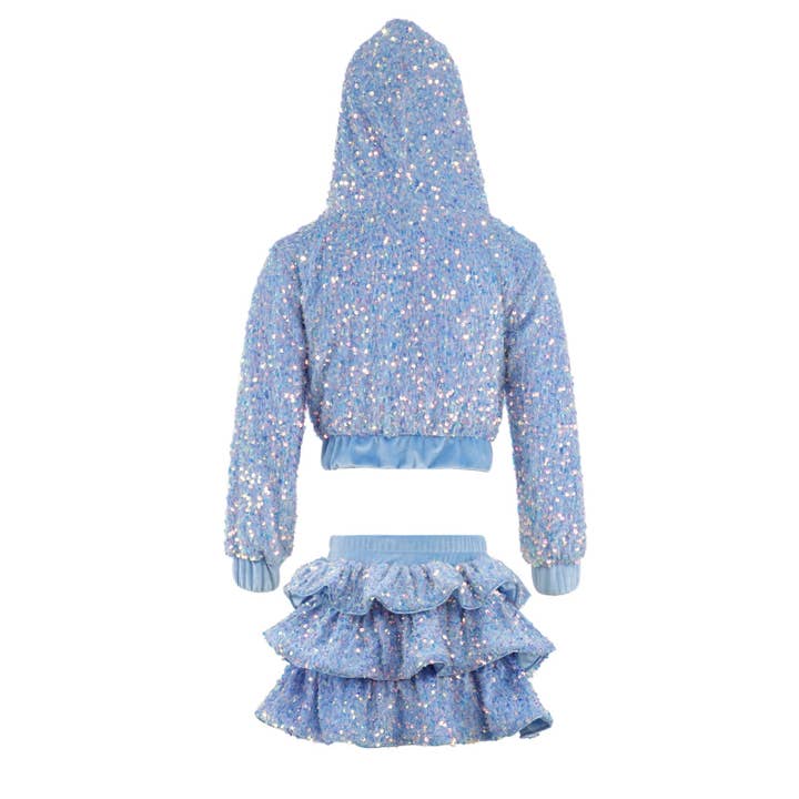 Ellie and Mila - Vente Ensemble haut et jupe – enfant - Ensemble deux pièces bleu avec sequins10