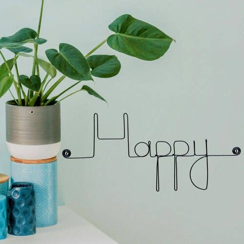 Bijoux de Mur - Wholesale Wall Accent - Wire Wall Decoration "Happy" - for tacking up - Wall Jewelry