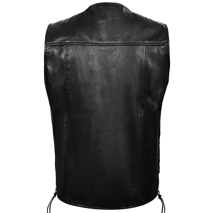 DALLX - Wholesale Outerwear Vest - Men's - DALLX Motorcycle Leather Vest with Adjustable Side Lace3