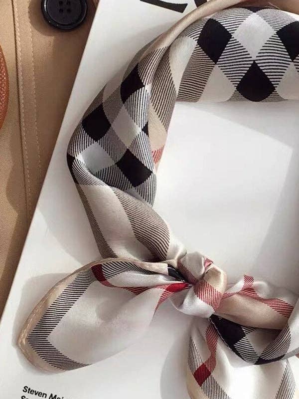 KHAKI Square Vintage Plaid Scarf for wholesale on Faire1