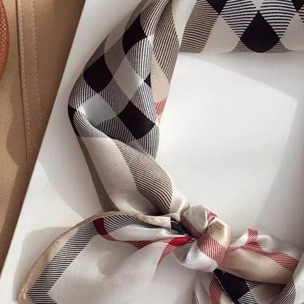 KHAKI Plaid Square Vintage Scarf for wholesale on Faire1