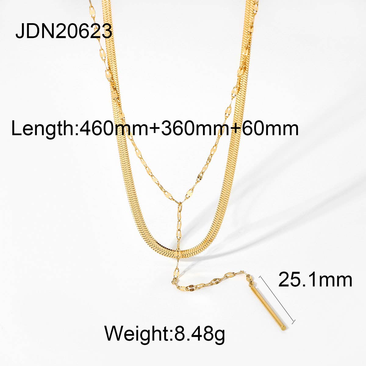 ACCITY - Wholesale Link & Chain Necklace - MULTILAYER GOLD PLATE STAINLESS STEEL NECKLACE_CWAJE061916