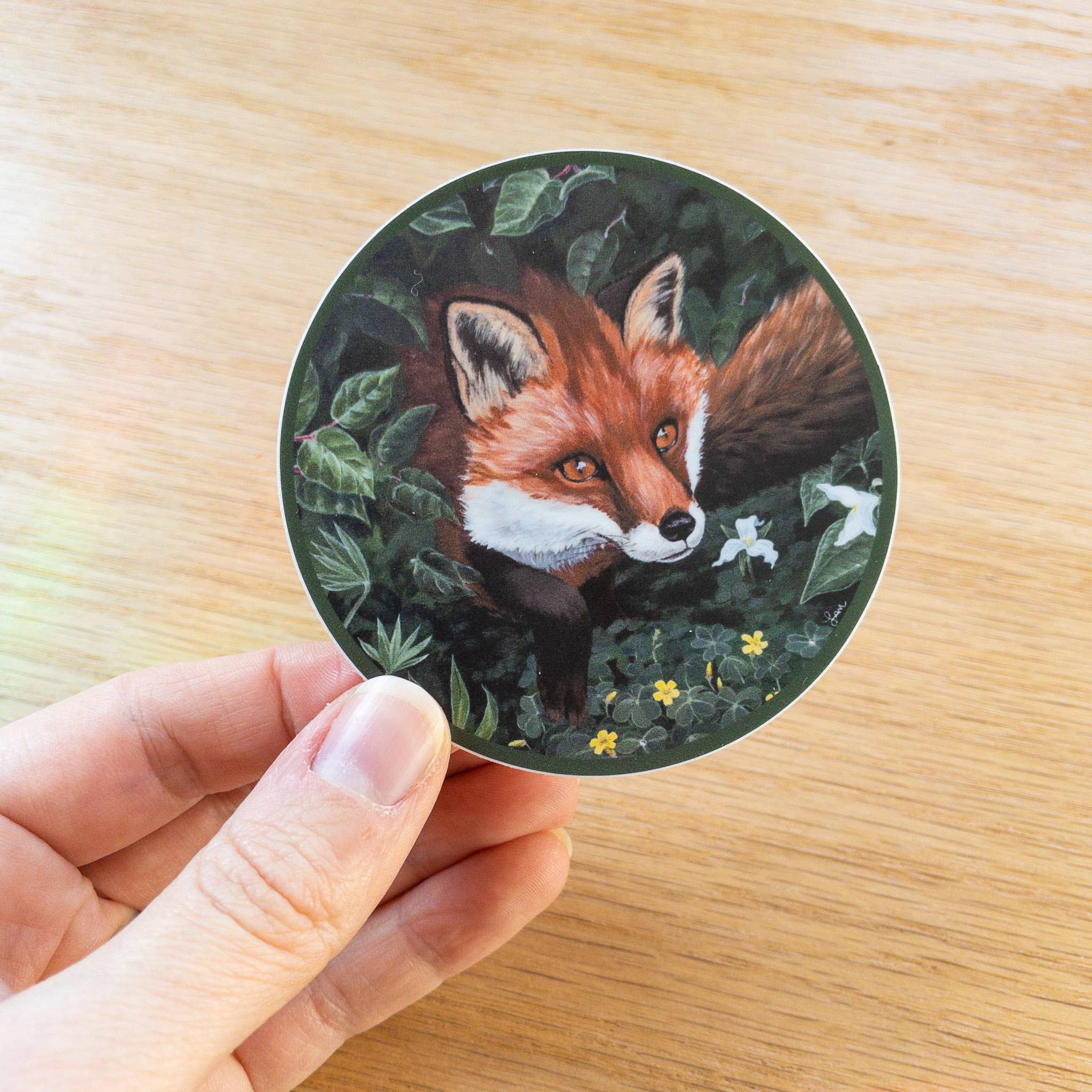 Laurel Mundy Illustration - Wholesale Sticker - Woodsy Fox 3” Medium Circular Vinyl Sticker