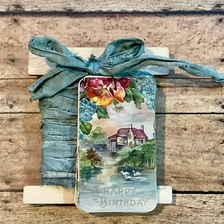 Gift Wrap Set - SOFT TEAL Happy Birthday for wholesale by RiverHaus