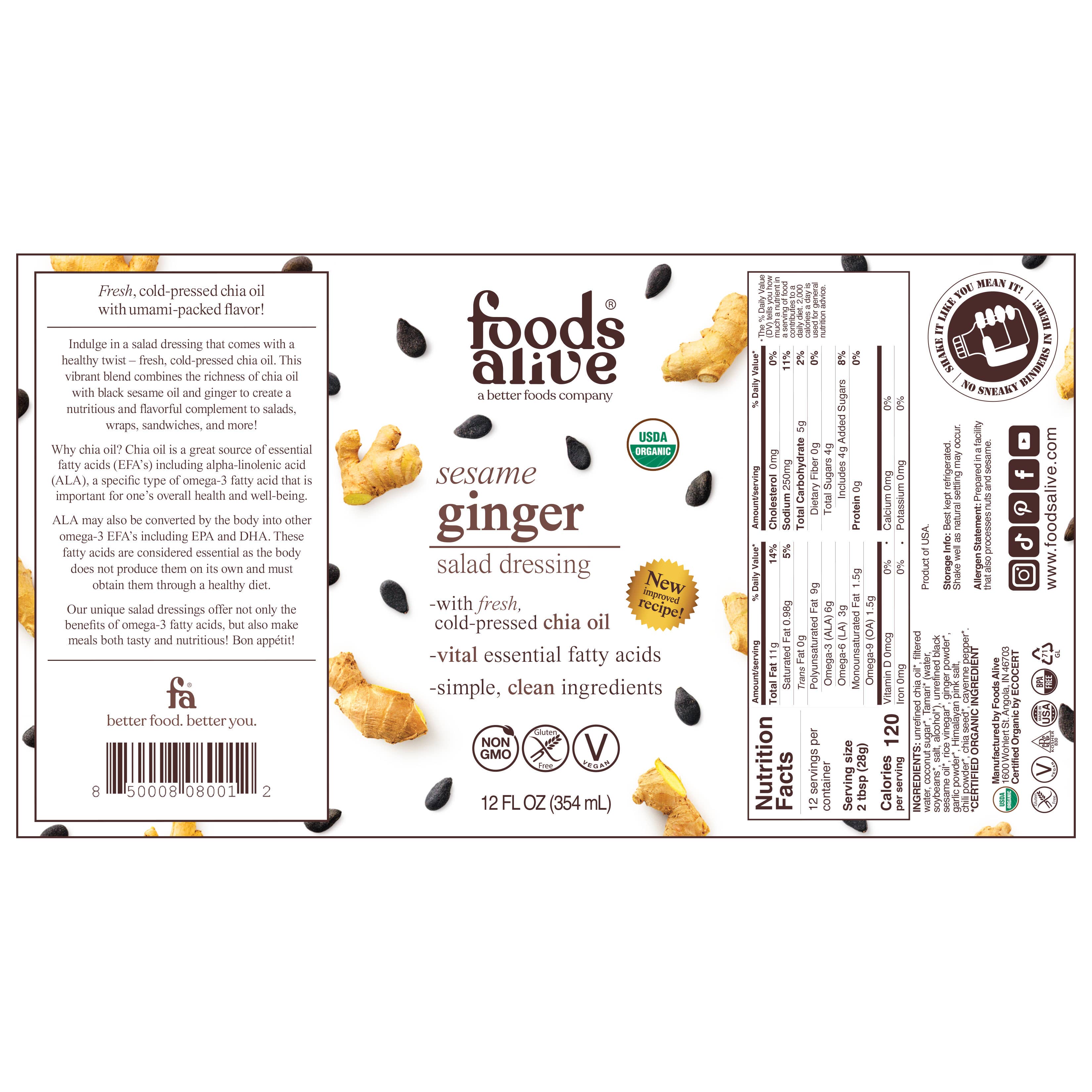 Foods Alive - Wholesale Salad Dressing - Sesame Ginger Salad Dressing - Organic1