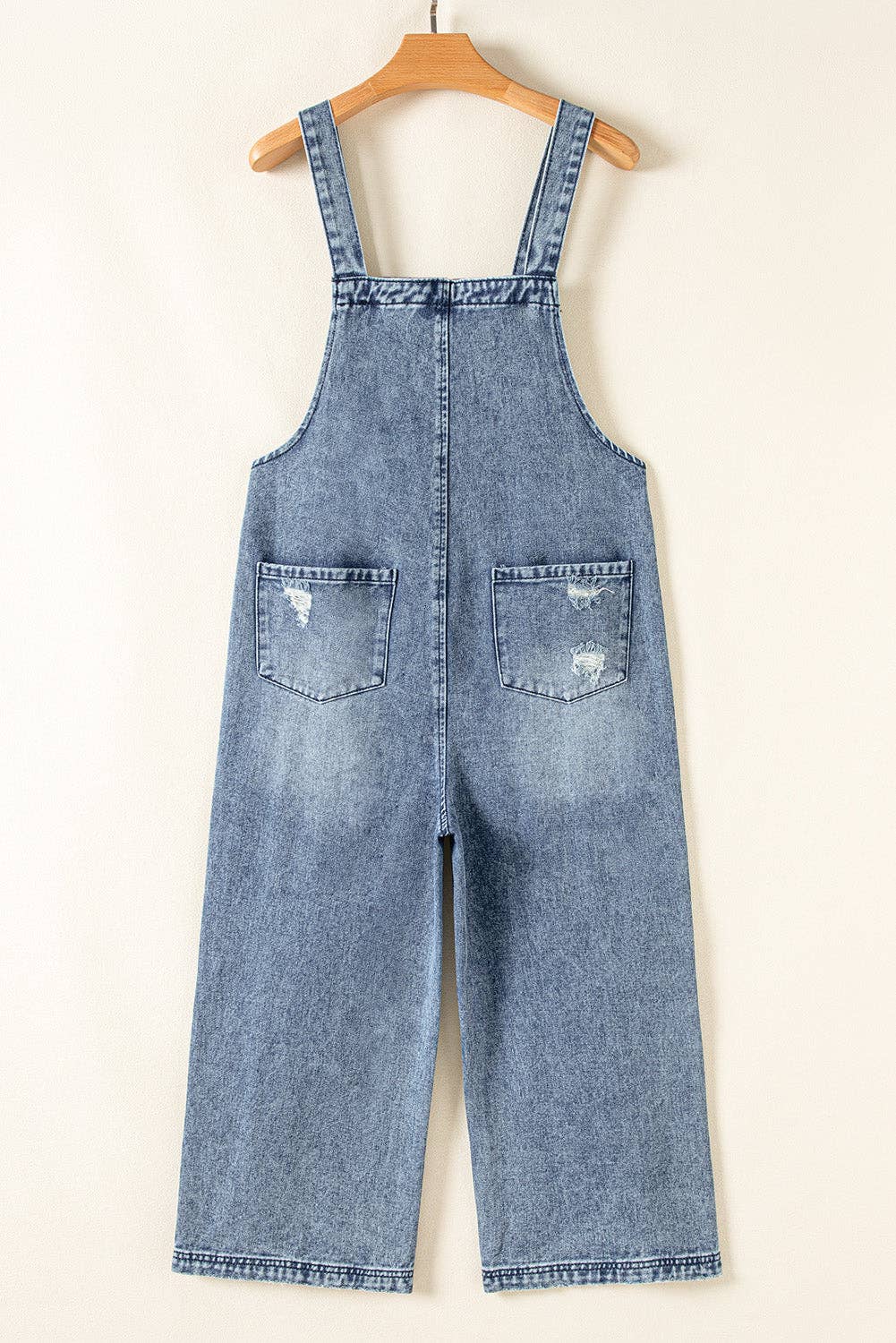 LALA LOO - Wholesale Overalls - Women's - Denim Bib Pocket Wide Leg Overall6