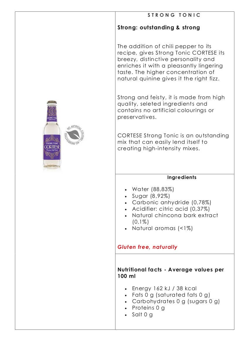 Metina SAS - Wholesale Tonic - Strong Tonic CORTESE PREMIUM drink Cl. 20 2