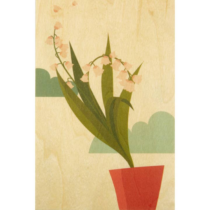 Wood Postcard Tea time Muguet for wholesale by Woodhi