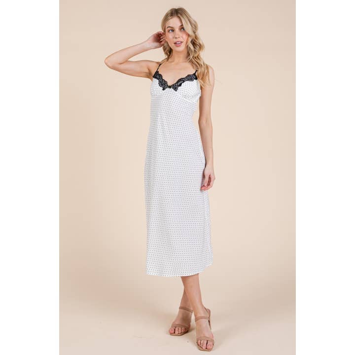 Honey Mango – Großhandel Kleid – Damen – Punktiertes Midikleid2