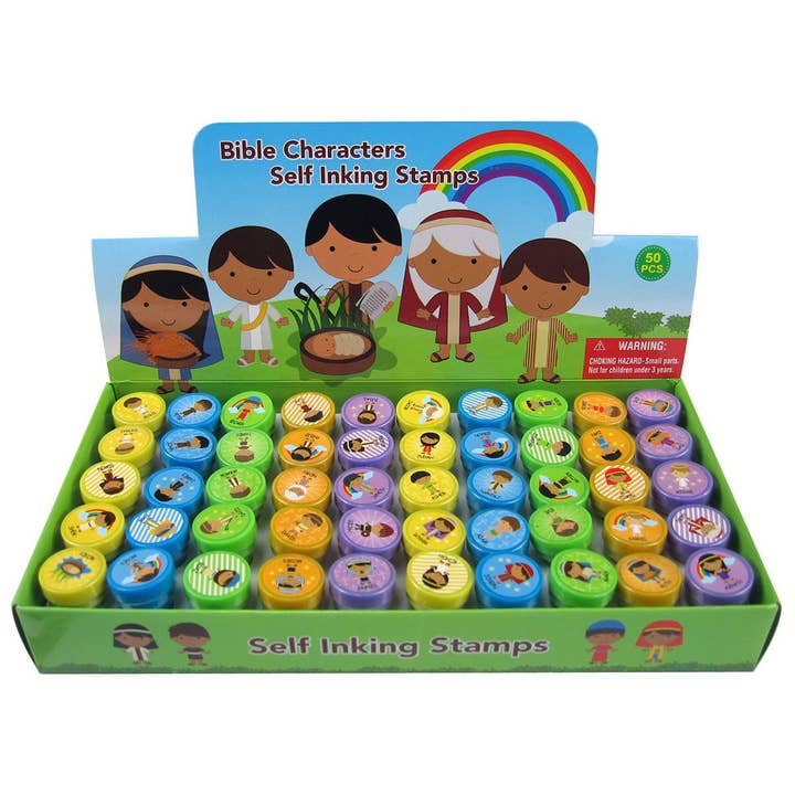 Tiny Mills - Wholesale Rubber/Decorative Stamp - Kids & Baby - 50 Pcs Bible Characters Religious Assorted Stampers for Kids