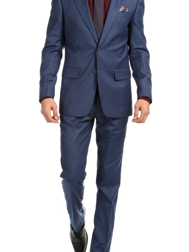 Mason Slate Men's Premium 2 Piece Wool Slim Fit Suit for wholesale by Ferrecci