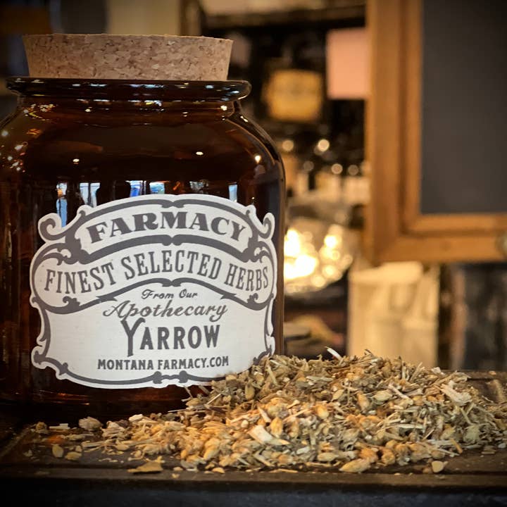Montana Farmacy – wholesale Herbs – Vintage Herbal Apothecary Jar with Yarrow0