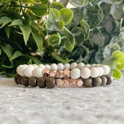 REMOVED BRAND – wholesale Pärlarmband – Minimalistisk Trä+Rose Gold pärlarmband - 6 MM6