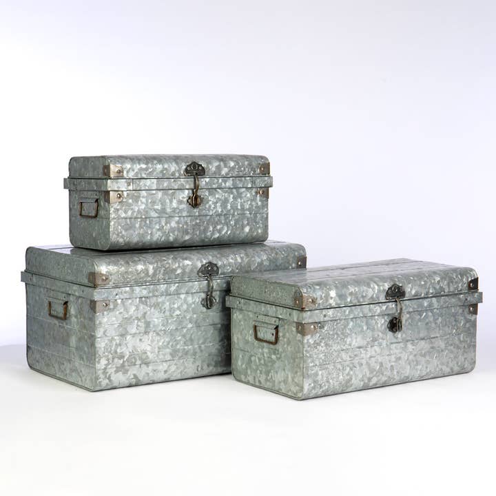 Willow Group - Wholesale Decorative Box - S/3 RECT METAL TRUNKS