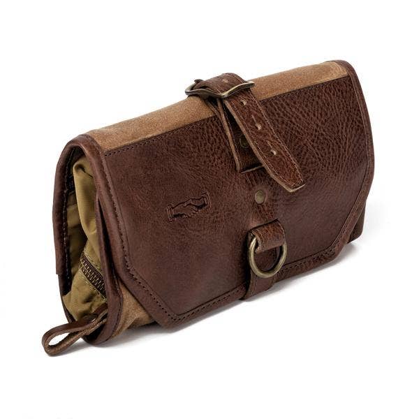 Mission Mercantile Leather Goods - Wholesale Toiletry Bag - Men's - Campaign Waxed Canvas Roll-Up Toiletry Shave Kit