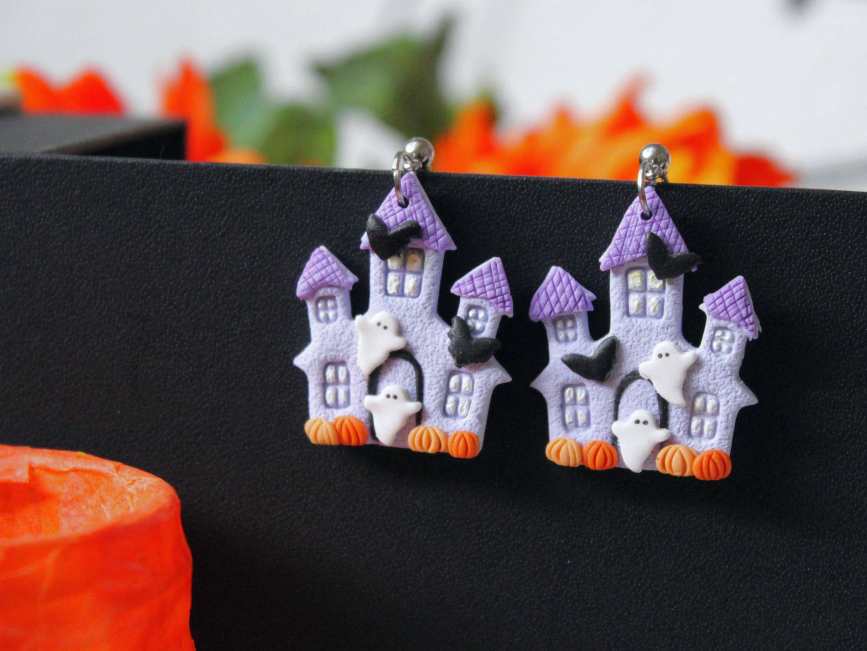 Studio Niani - Wholesale Dangle Earrings - Halloween House Earrings, Ghost Earrings2