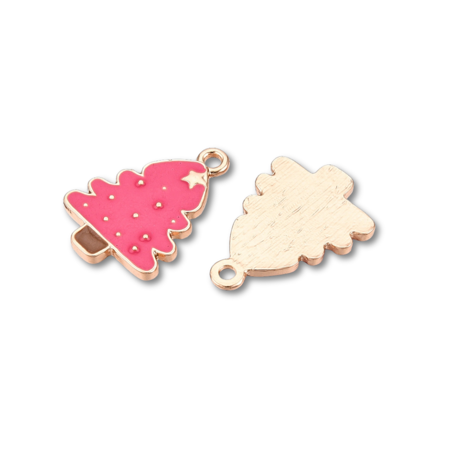 Love, Paige Designs - Wholesale Individual Charm/Pendant - Pink Christmas Tree Gold Charm1