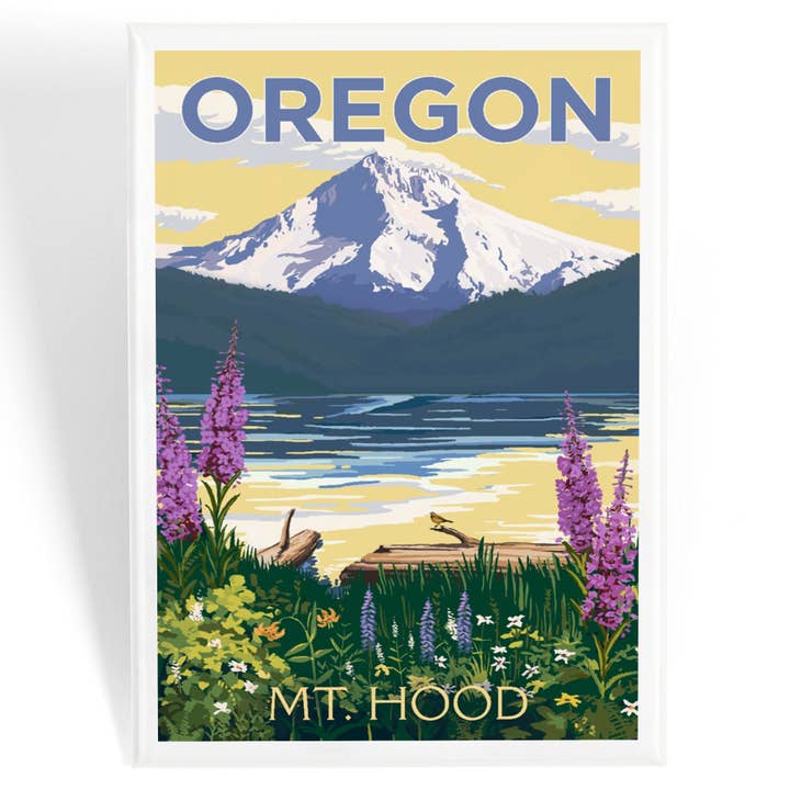 MAGNET Mt. Hood, Oregon, Mountain & Lake Scene for wholesale by Lantern Press