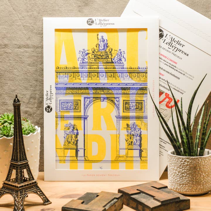 Letterpress Art Print Arc de Triomphe (Paris) for wholesale by L'Atelier Letterpress