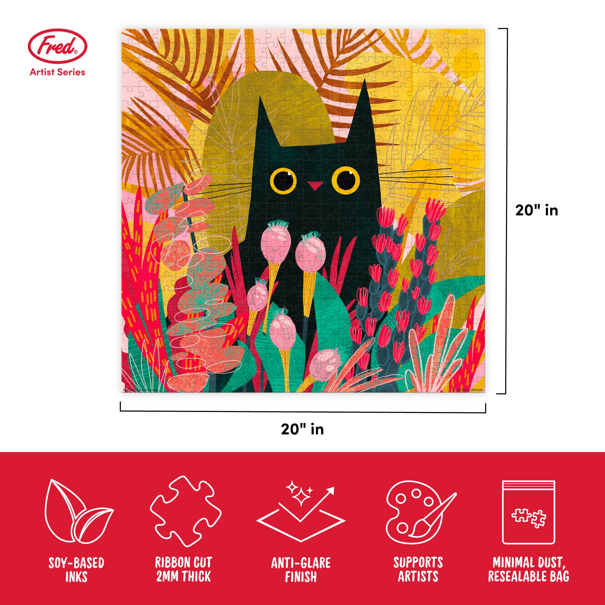 Fred & Friends - Wholesale Puzzle - Adult - Puzzle 500 Pc - Karen Obuhanych - Black Cat4