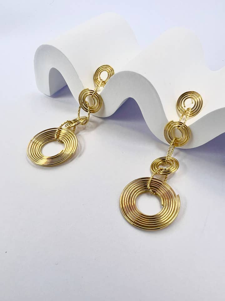 Gradient spiral earrings in stainless steel for wholesale by COSMOS