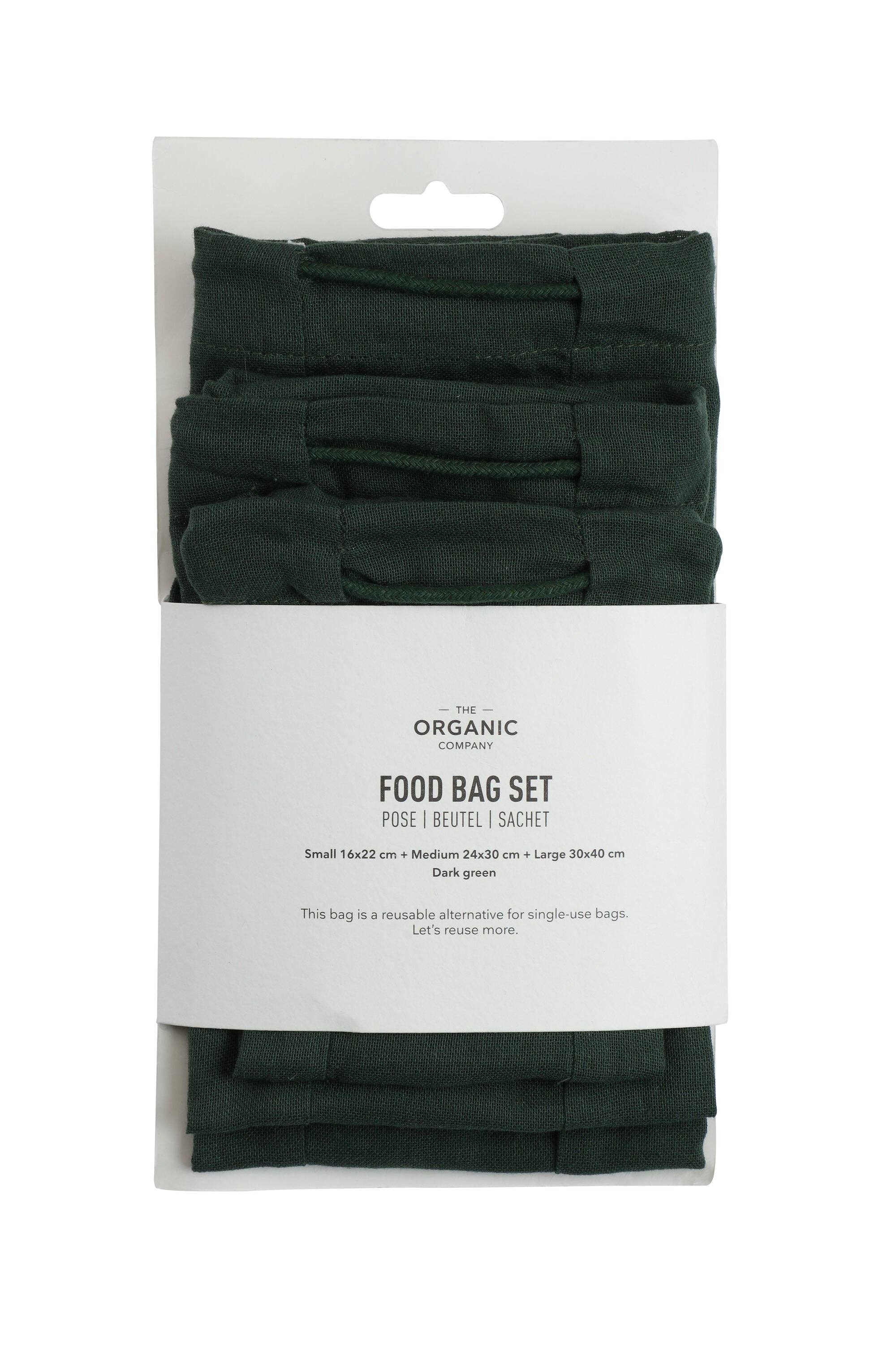 The Organic Company - Wholesale Zakje/kleedje voor voedsel - Food bag set - Donkergroen0