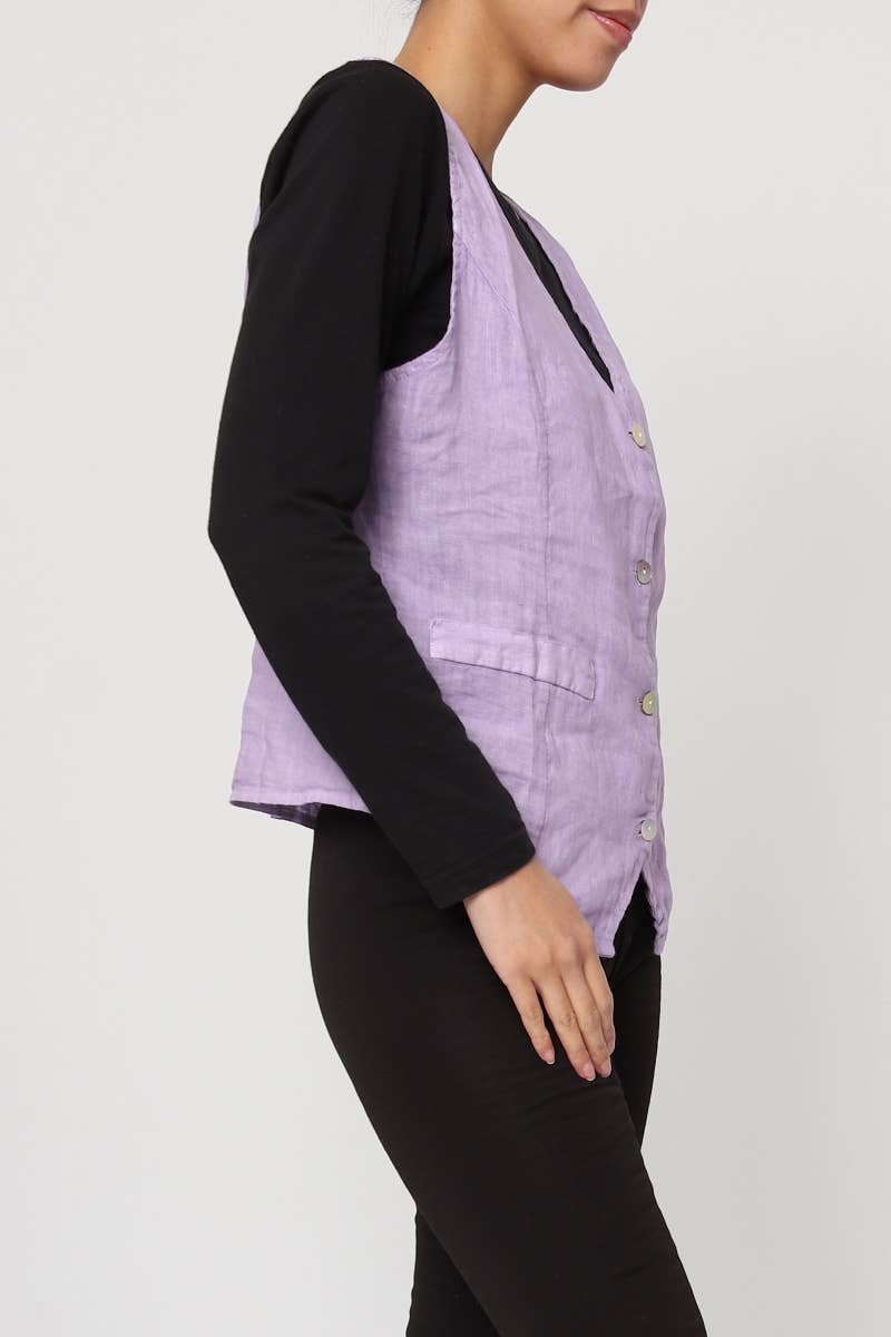 LÉA & LUC - Wholesale Button Down Shirt - Women's - Sleeveless shirt in 100% Linen REF. 51468