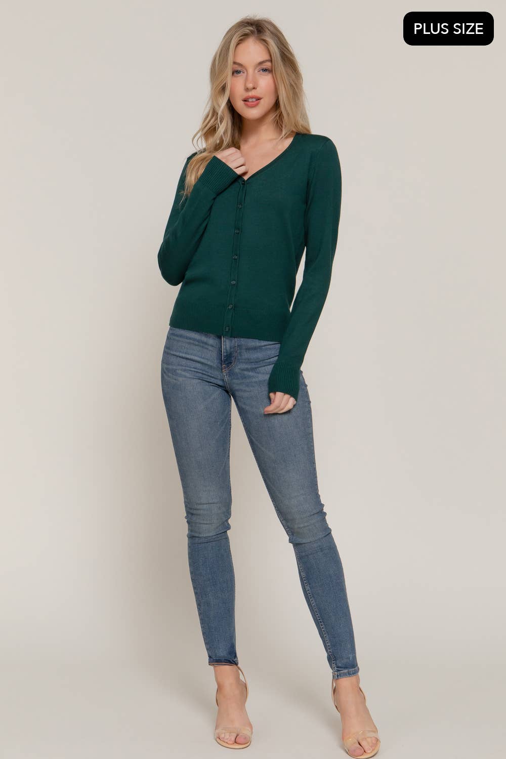 Active Basic | Active USA - Vendita all'ingrosso Cardigan - Donna - [TAGLIA FORTE] Cardigan Maglione con Scollo a V e Bottoni a Maniche Lunghe19