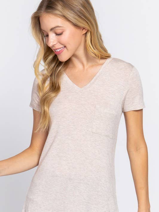 Active Basic | Active USA - Wholesale T-shirt – women's - Short Sleeve V-neck Top with Pocket28
